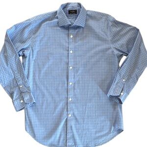 ESQUIRE SLIM FIT 100% COTTON STRETCH BLUE CHECKERED SIZE 16.5 MENS DRESS SHIRT